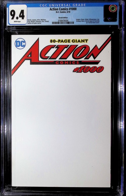 Action Comics #1000 (2016) blank variant CGC 9.4